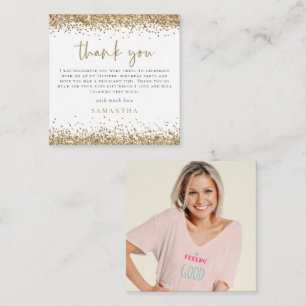 Cartão De Notas Foto da Mini Dourada Glitter Fortieth Obrigado