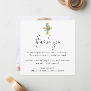Cartão De Notas Foto de Baptism Christening Obrigado