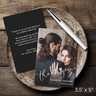 Cartão De Notas Foto De Casamento Carta De Mão Obrigado