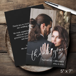 Cartão De Notas Foto De Casamento Carta De Mão Obrigado