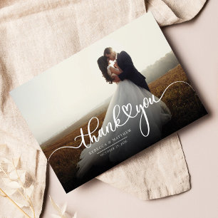 Cartão De Notas Foto De Casamento Carta De Mão Obrigado