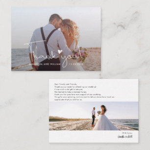 Cartão De Notas Foto De Casamento Com Letra De Mão Elegante Obriga