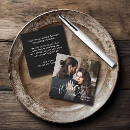 Cartão De Notas Foto De Casamento Com Letra De Mão Obrigado