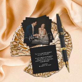 Cartão De Notas Foto De Casamento Com Letra De Mão Obrigado