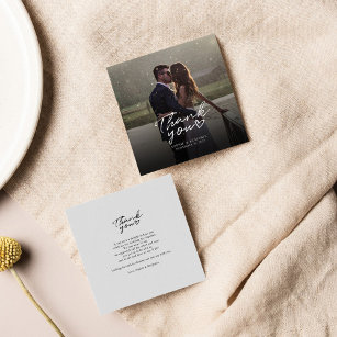 Cartão De Notas Foto de Casamento com Letra Mão Obrigado Nota