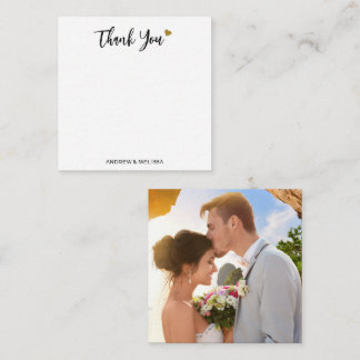Cartão De Notas Foto De Casamento Dourado E Preto Minimalista Obri