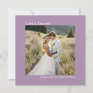 Cartão De Notas Foto de casamento minimalista Lavanda com Amor & A