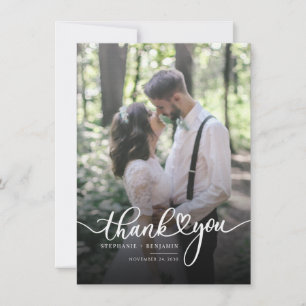 Cartão De Notas Foto De Dia De Casamento Carta De Mão Obrigado