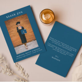 Cartão De Notas Foto De Graduação Minimalista Simples Obrigado