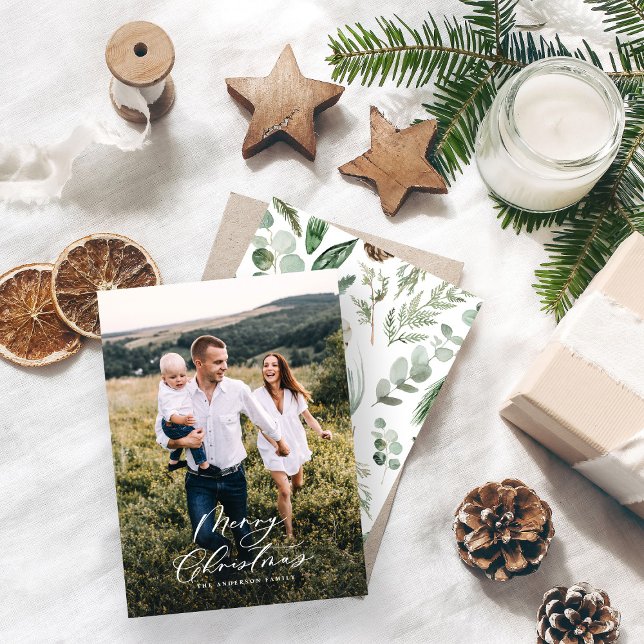 Cartão De Notas foto de orçamento com o script elegante Holiday Ca (Criador carregado)