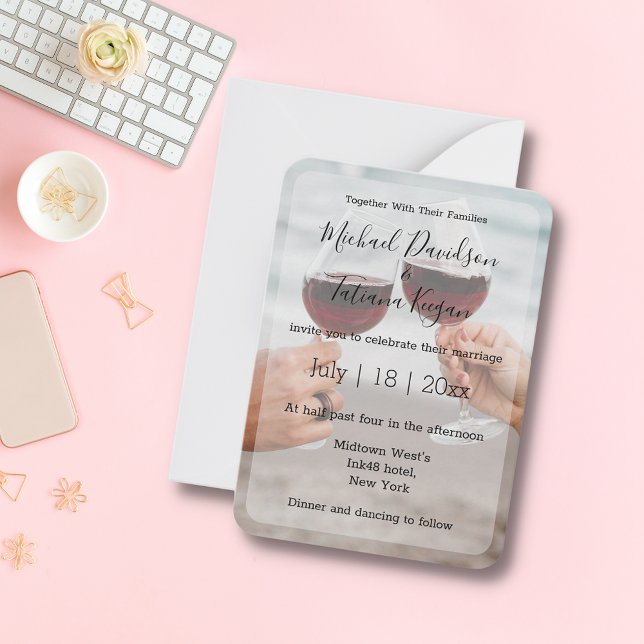 Cartão De Notas foto do dia de casamento da caligrafia mínima mode (Criador carregado)