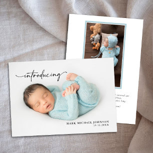Cartão De Notas Foto do New born Baby Boy com Stats
