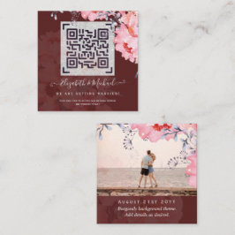 Cartão De Notas FOTO DO SITE Burgundy QR SCANNING CODE Wedding