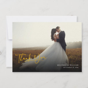 Cartão De Notas Foto: Dourado Casamento Com Letra De Mão Obrigado