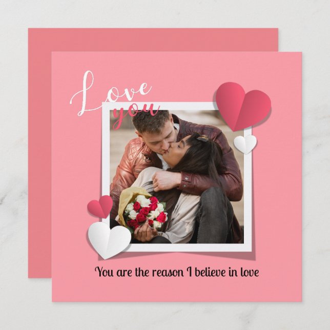 Cartão De Notas Foto e Mensagem de Amor Personalizadas Modernas (Frente/Verso)