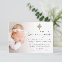 Cartão De Notas Foto moderna Cruzando Natal Batismo Obrigados de A