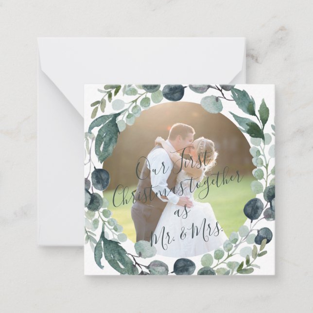 Cartão De Notas Foto moderna MINI de orçamento - Natal recém-casad (Frente)