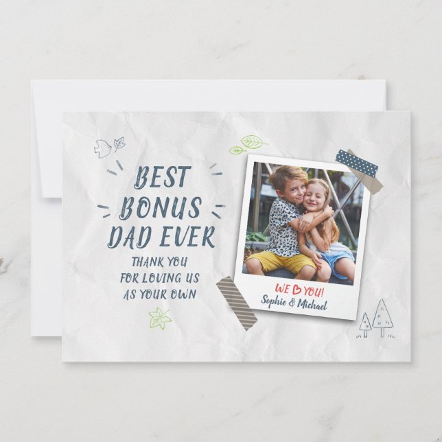 Cartão De Notas Foto personalizada do Pai Stepdad Best Bonus do di (Frente)