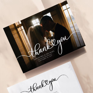 Cartão De Notas Foto Simples De Casamento Com Letra De Mão Obrigad