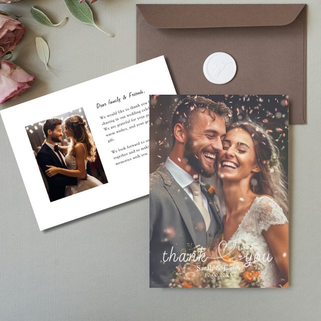 Cartão De Notas Foto Simples Moderna Obrigado Casamento (Criador carregado)