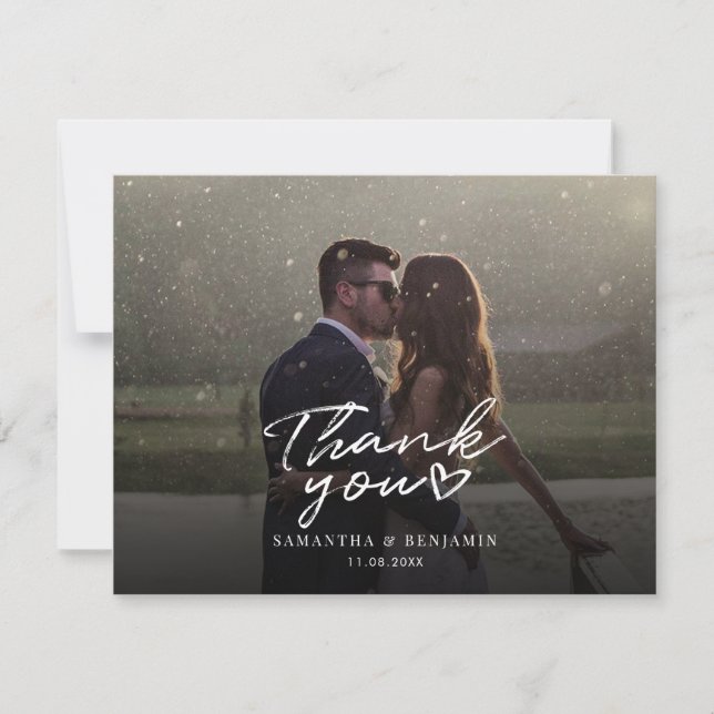 Cartão De Notas Fotografia de Casamento Elegante Obrigado (Frente)