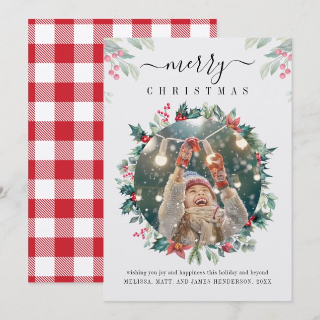 Cartão De Notas Fotografia de Feriados de Natal Personalizada (Frente/Verso)