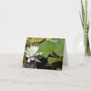 Cartão De Notas Fotografia de Flor de Lótus e Rã com Nenúfar
