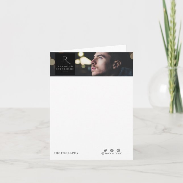 Cartão De Notas Fotografia Moderna Casual Profissional (Frente)