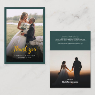 Cartão De Notas Fotos De Casamento Com Letra Mão Obrigado
