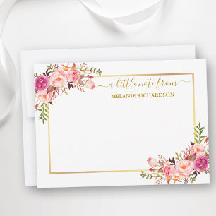 Cartão De Notas Frame Dourado Elegante Cor de Água, Cor de Rosa,