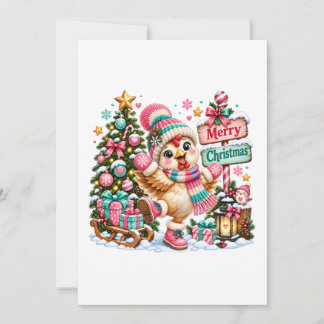 Cartão De Notas Frango Fofo Feliz Natal