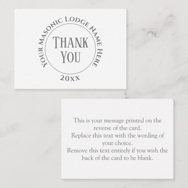 Cartão De Notas Freemasons Masonic Damas Night Obrigado Nota Carro (Frente/Verso)