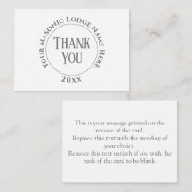 Freemasons Masonic Damas Night Obrigado Nota Carro