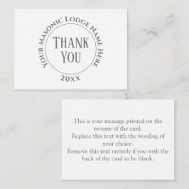 Cartão De Notas Freemasons Masonic Damas Night Obrigado Nota Carro