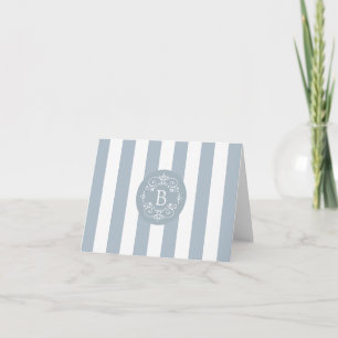 Cartão De Notas French Blue Awning Stripes with Monogram
