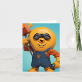 Cartão De Notas Fröhlicher Baumeister – Gelber Held mit Hammer  