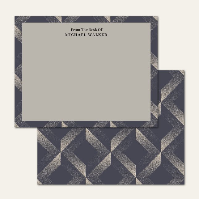 Cartão De Notas From The Desk Of Geometric Black Gray Pattern Flat (Criador carregado)