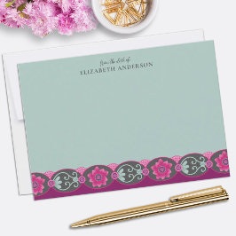 Cartão De Notas From the Desk of Pretty Teal Floral