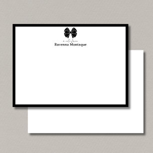 Cartão De Notas Fronteira de Arco Elegante Preto Nome Personalizad