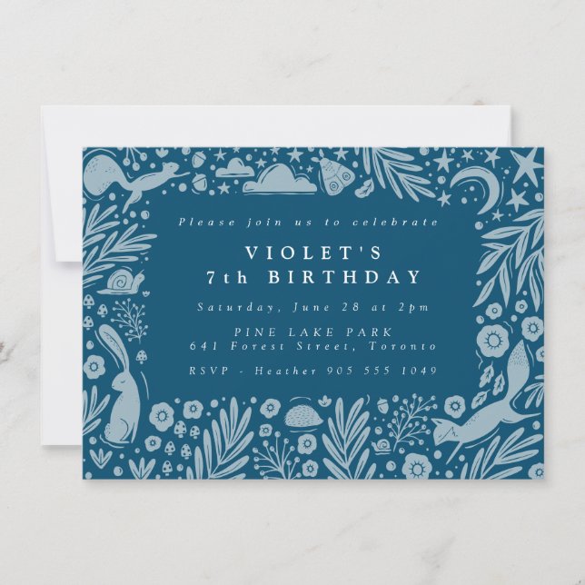 Cartão De Notas Fronteira de Linocagem de Animais Florestais (Frente)