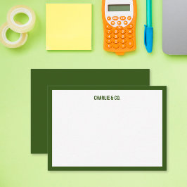 Cartão De Notas Fronteira de Solteiro Verde-Olival minimalista, Pe