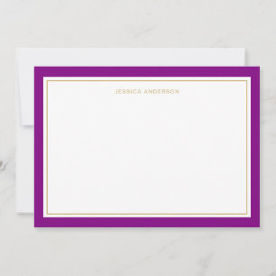 Cartão De Notas Fronteira Dourada Elegante Feminina Roxo Personali