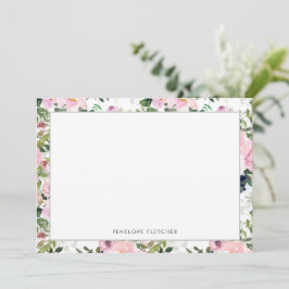 Cartão De Notas Fronteira Floral Verde Elegante Moderna