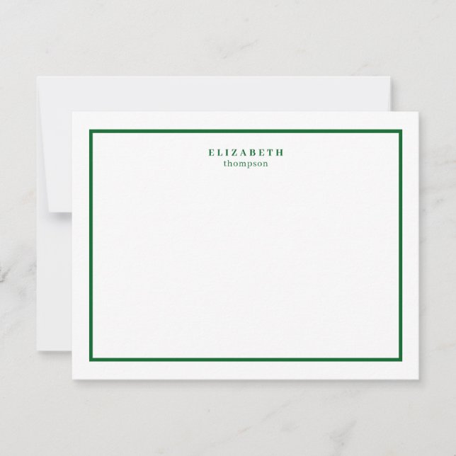 Cartão De Notas Fronteira Verde da Floresta Simples (Frente)