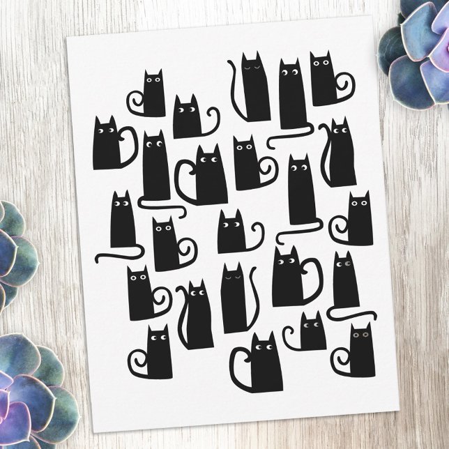 Cartão De Notas Fun Black Cat (Fun black cat design notecards for animal lovers)
