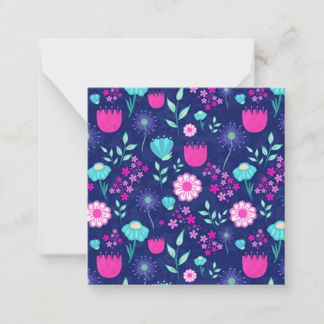 Cartão De Notas Fundo com padrão floral fofo (Frente)