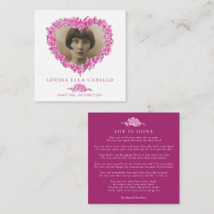 Cartão De Notas Funeral me esquece, ela ficou rosa poema