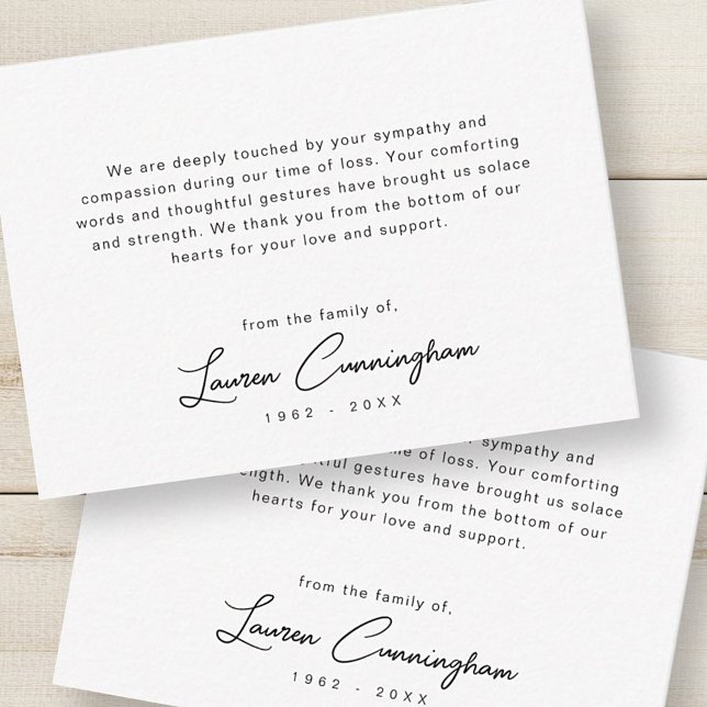 Cartão De Notas Funeral Simples Moderno Negro e Branco (Criador carregado)