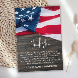 Cartão De Notas Funeral Veteran Memorial American Flag Obrigado