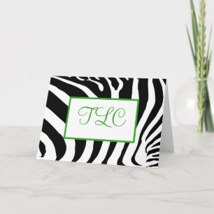 Cartão De Notas Funky Zebra Monogram Card in Green
